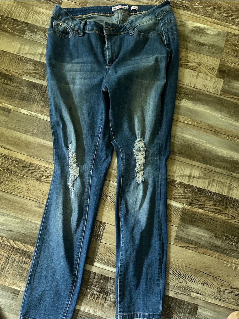 Women's Skinny Distressed Dark Blue Jeans